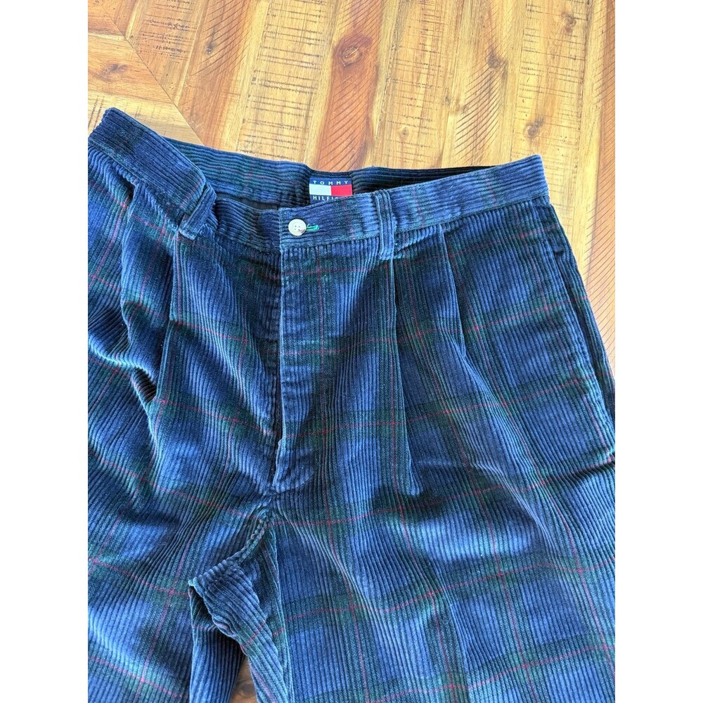 Vintage Tommy Hilfiger Wide-Wale Corduroy Plaid Pants 36x30 Y2K 90s Cords